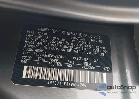 2019 Nissan Rogue Sport S from USA, damaged, VIN JN1BJ1CR6KW622286